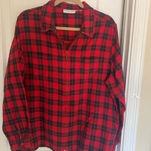 Victoria Jones Woman Red Plaid Button Down Shirt